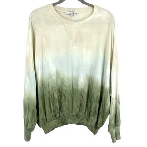 Young Fabulous & Broke Ombre Tie Dye Sweatershirt Green Medium Dolman Sleeve